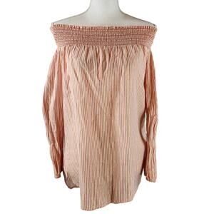 Michael Kors Women's Off the Shoulder Long Sleeve Peach Color Size Medium